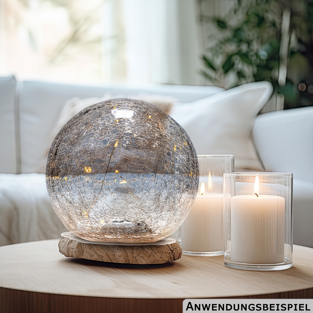 LED-Kugelleuchte &Oslash; 18 cm aus Crashglas mit 14 LEDs image number 1