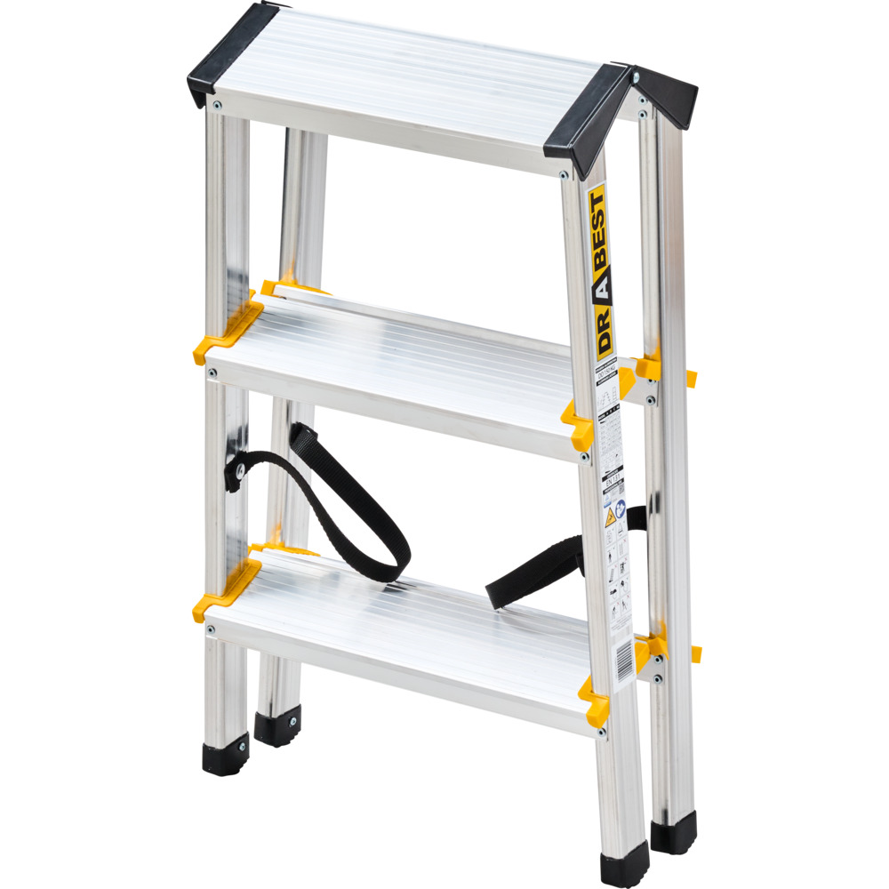 Trittleiter aus Aluminium mit 3 Stufen, beidseitig begehbar image number 3