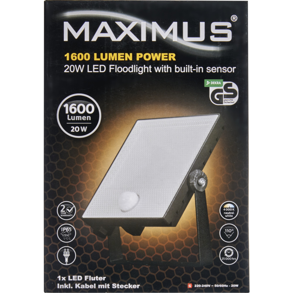 LED-Fluter 20 Watt 1600 Lumen mit Bewegungssensor image number 3