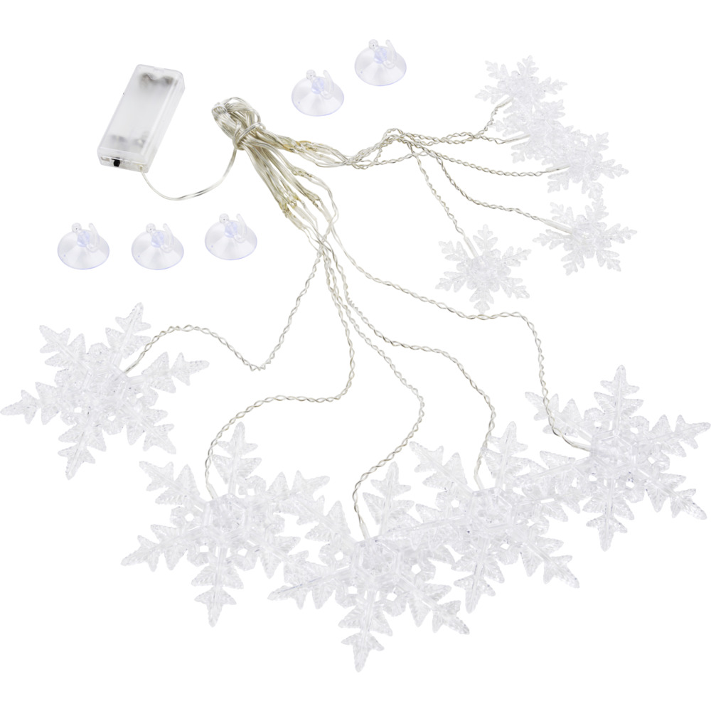 LED-Lichterkette 2 m batteriebetrieben mit 10 Schneeflocken