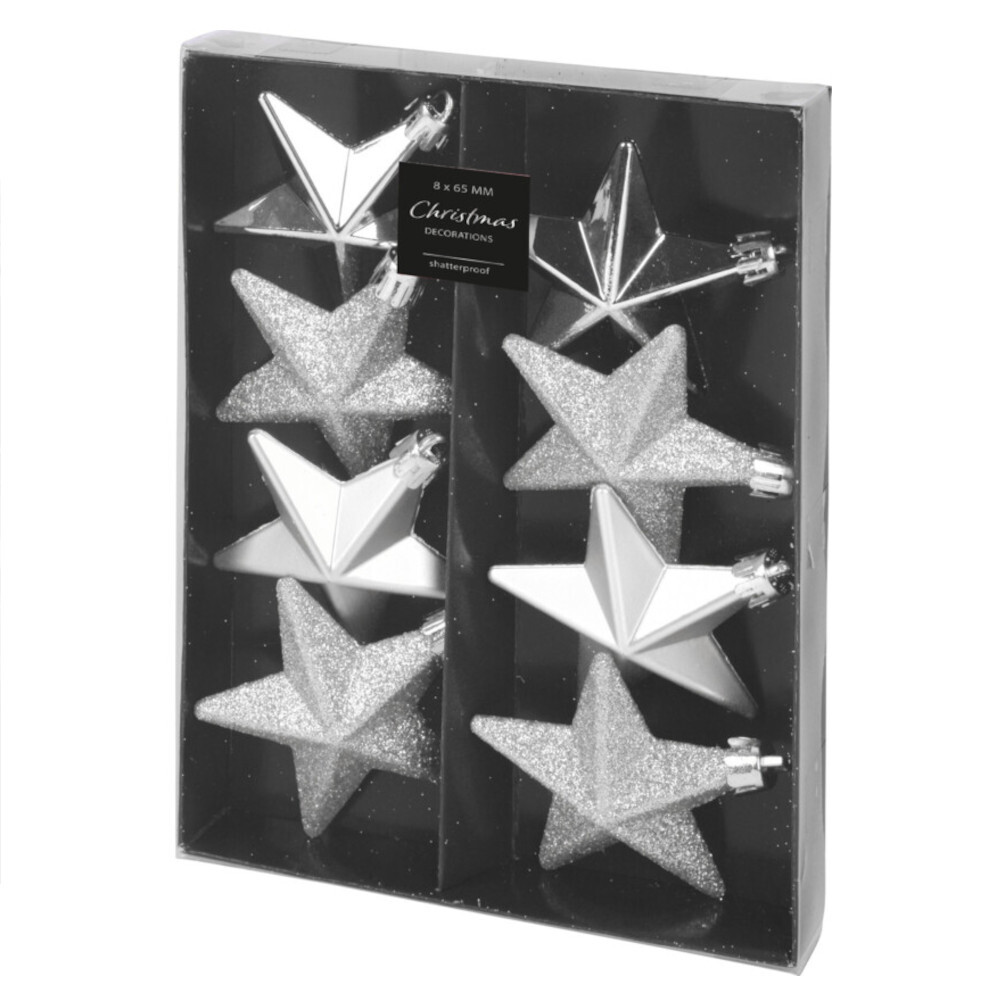 Weihnachtskugel-Set in Sternenform 8-teilig 6,5 cm in verschiedenen Farben image number 1