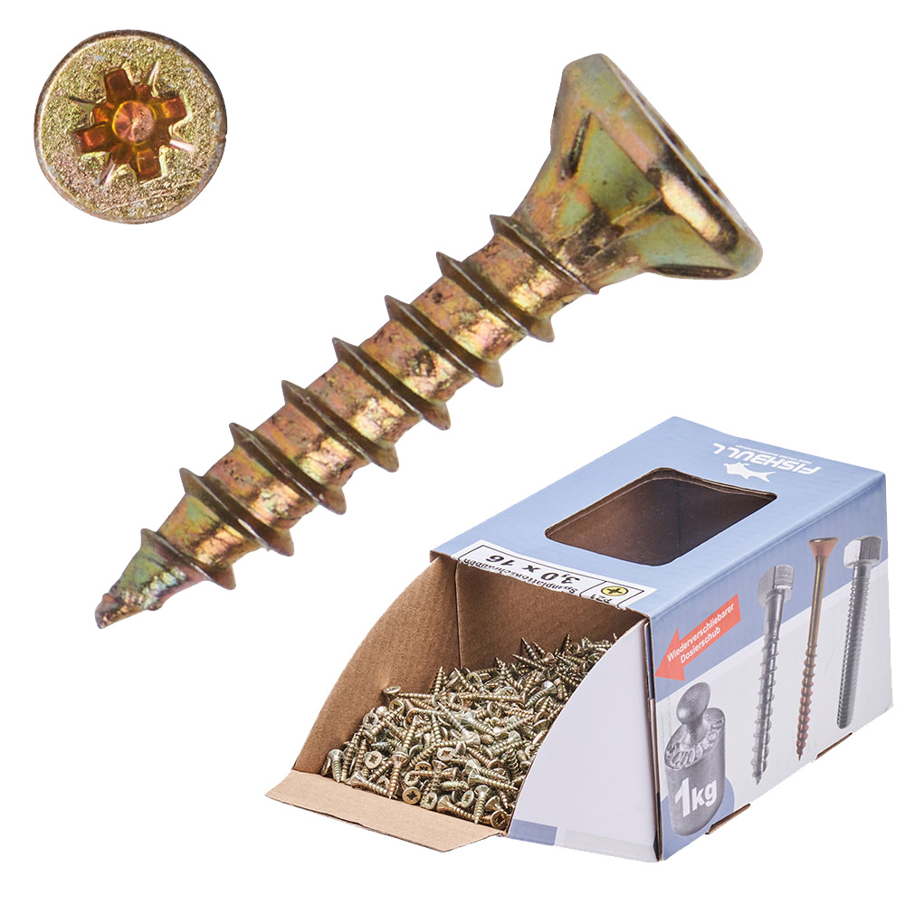 Spanplattenschraube 3,0x16 mm PZ 1kg FISHBULL-Pack Senkkopf Vollgewinde Kreuzschlitz