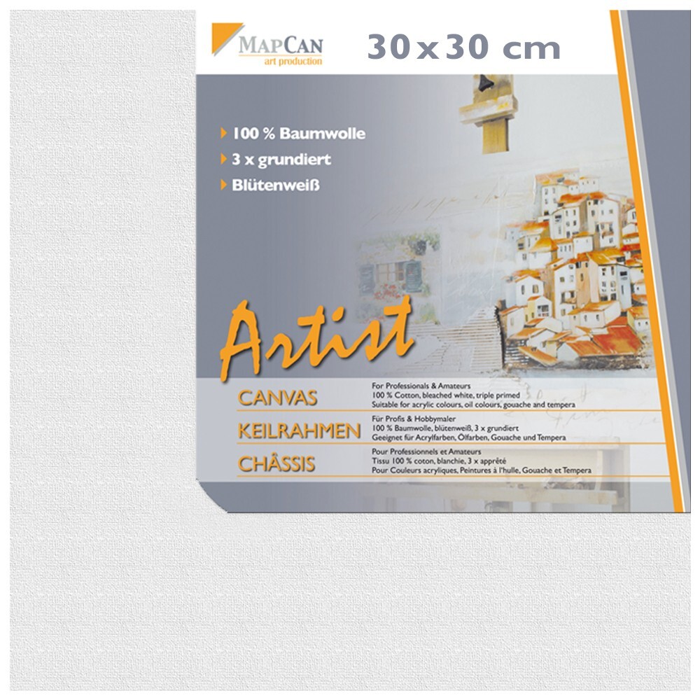 Leinwand 30 x 30 cm aus 100% Baumwolle 3-fach grundiert