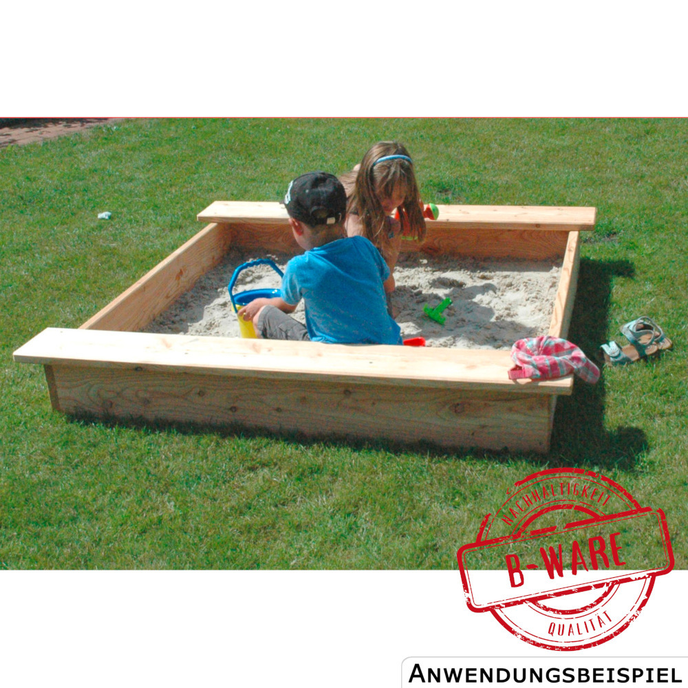 Sandkasten "Marius" mit Abdeckung,110 x 110 cm, aus Holz - B-Ware