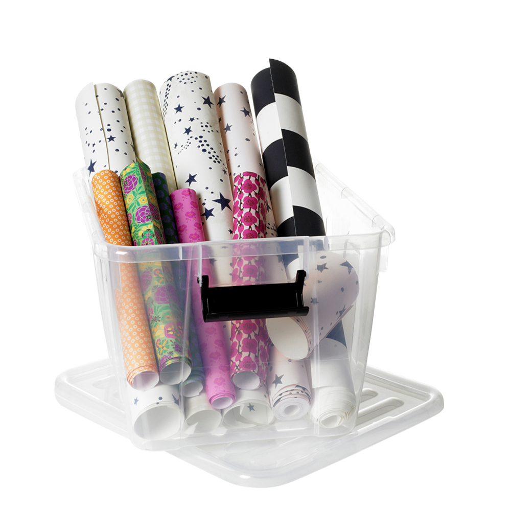 Aufbewahrungsbox 30 Liter mit Deckel, Grau-Transluzent image number 18