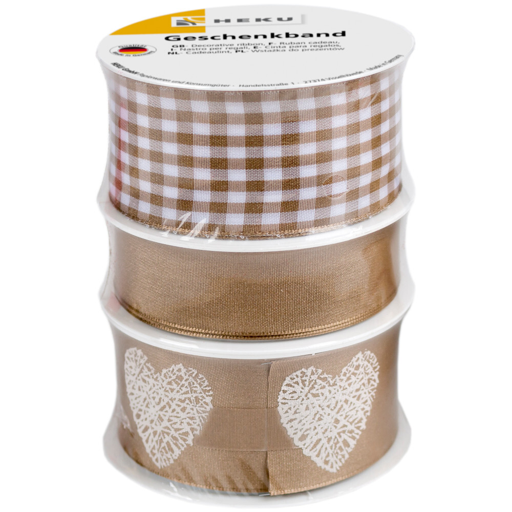 3er Geschenkband-Set in verschiedene Dekore und Breiten image number 1