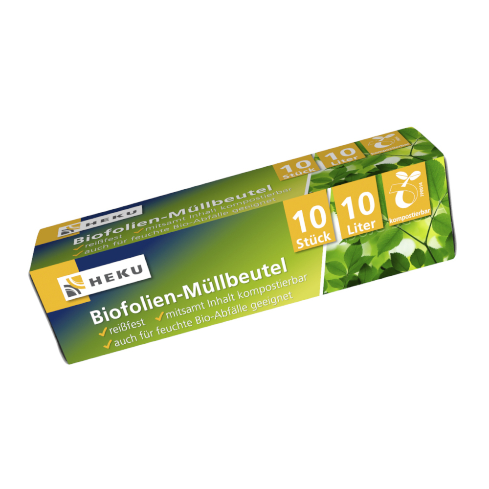 Biofolien M&uuml;llbeutel verrottbar 10 Liter 20&micro; 10 St&uuml;ck