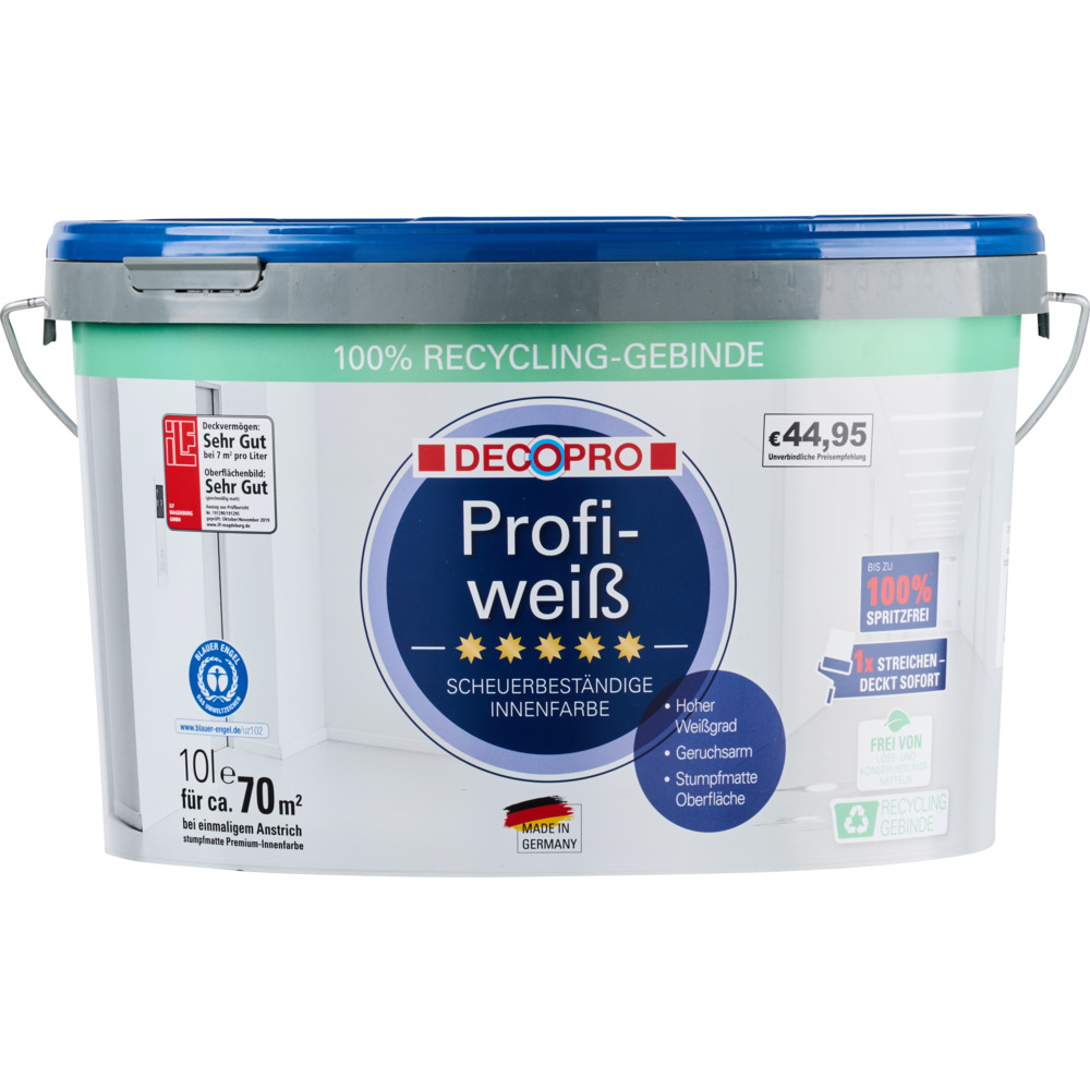 DECOPRO Profiwei&szlig; 10 Liter matt hochdeckend image number 1