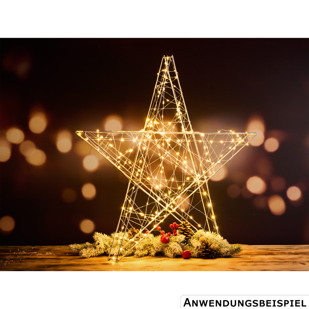 LED-Drahtstern 78 cm aus Metall/Kunststoff mit 240 warmwei&szlig;en LEDs image number 1