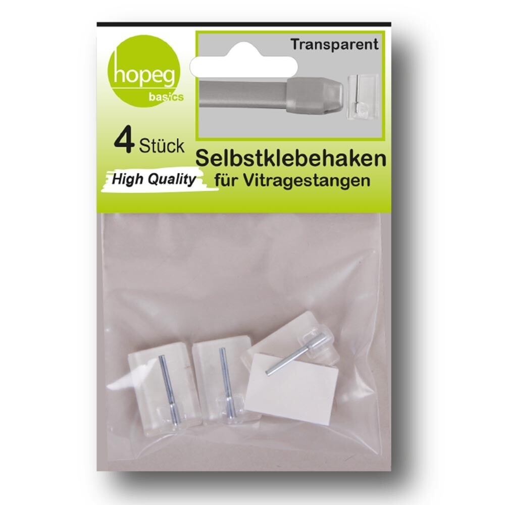 Selbstklebehaken f&uuml;r Vitragestange 4 St&uuml;ck