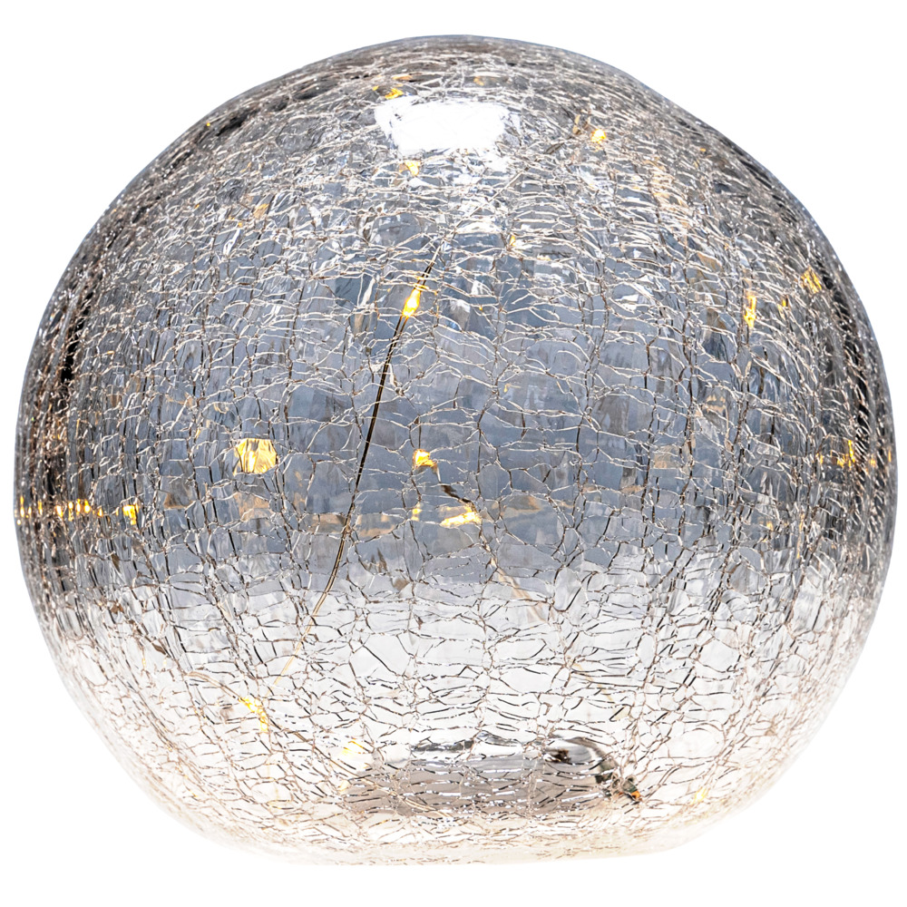 LED-Kugelleuchte &Oslash; 18 cm aus Crashglas mit 14 LEDs