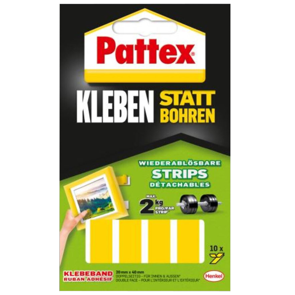 Pattex&reg; "Kleben statt Bohren" Klebestreifen 10 Strips wiederabl&ouml;sbar