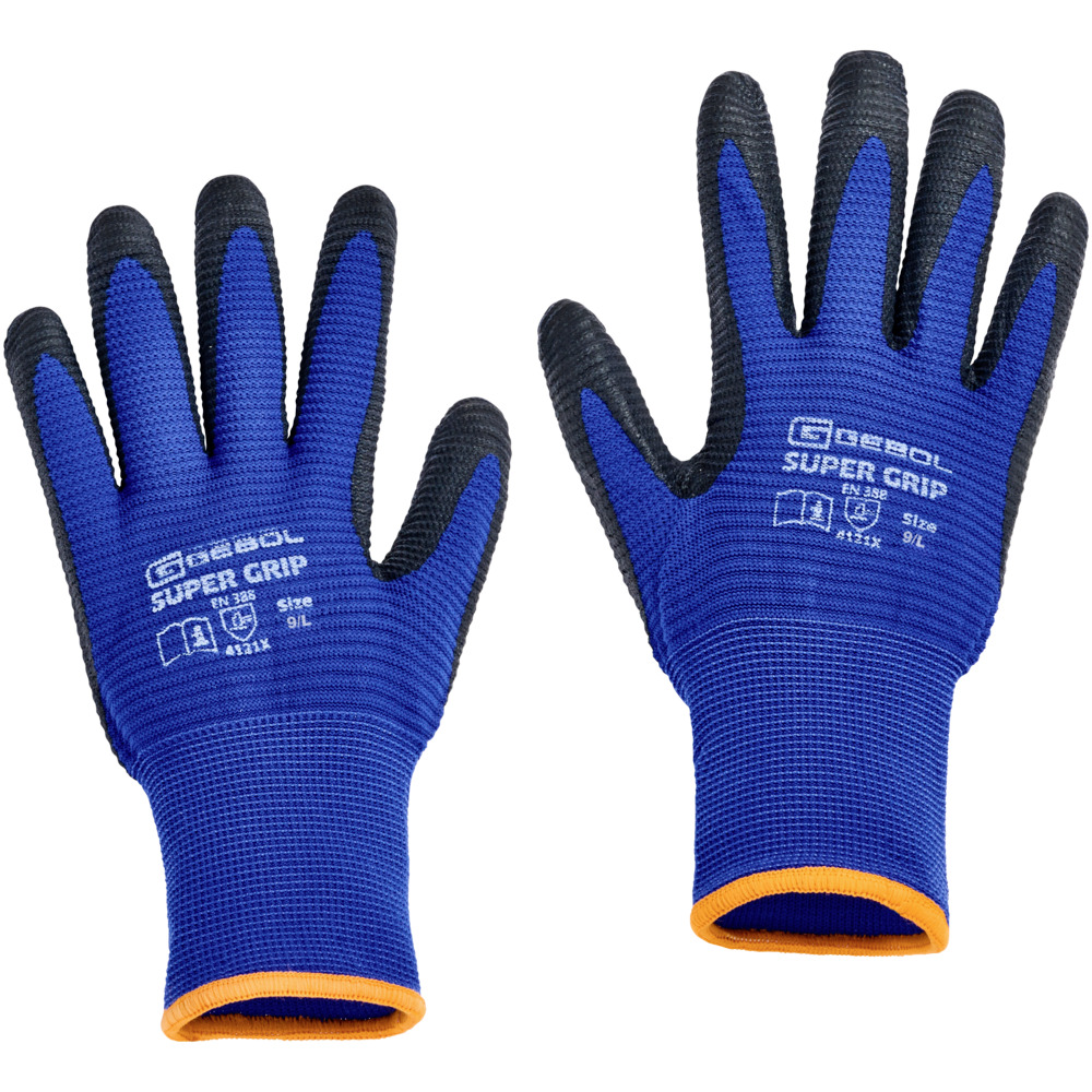 Handschuhe Super Grip Gr&ouml;&szlig;e 9 aus Nylon mit Nitril-Beschichtung