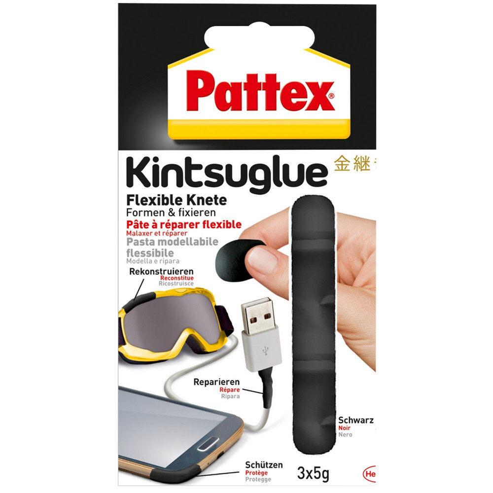 Pattex&reg; "Kintsuglue" flexible Knete 3 x 5 g schwarz