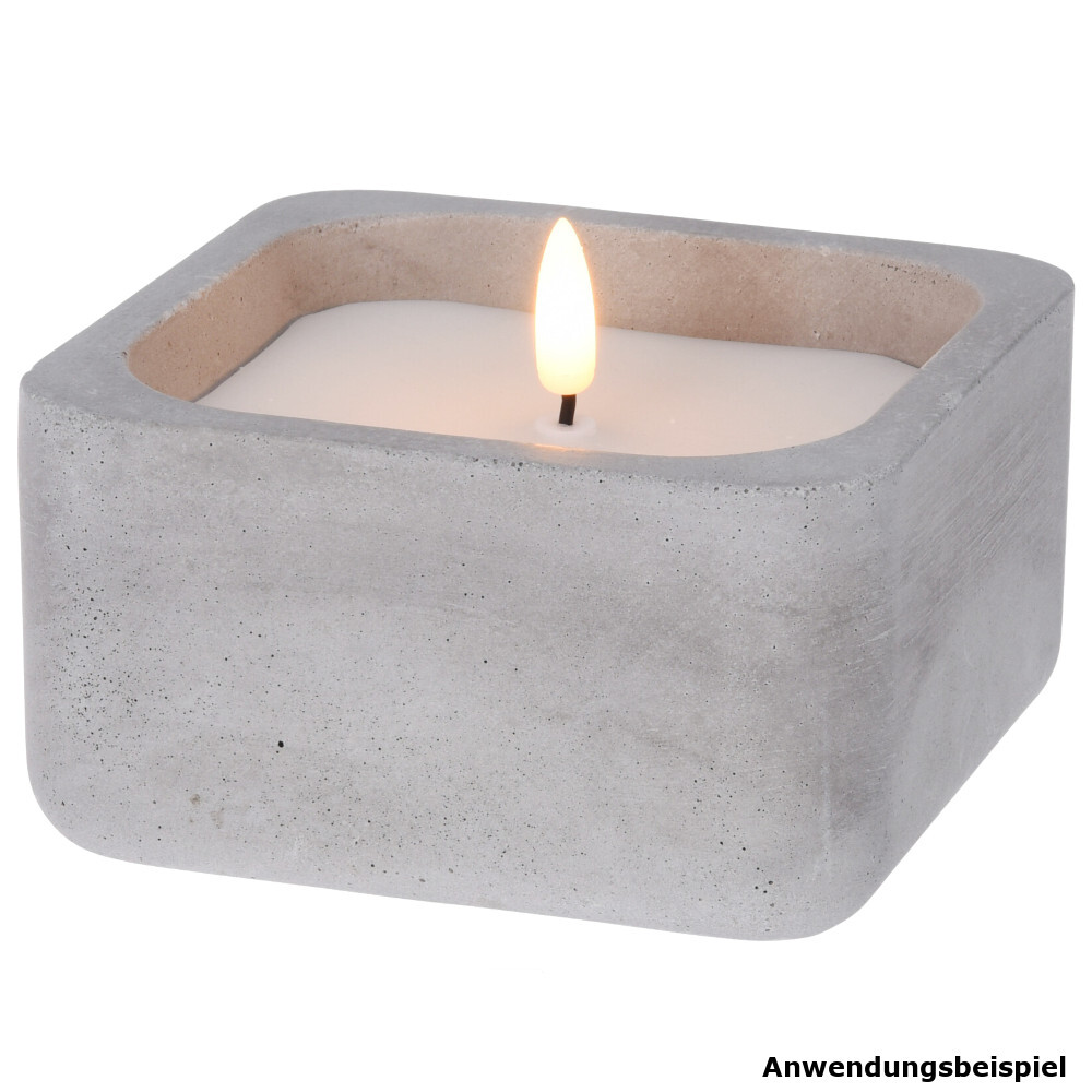 LED Kerze im Betontopf, batteriebetrieben