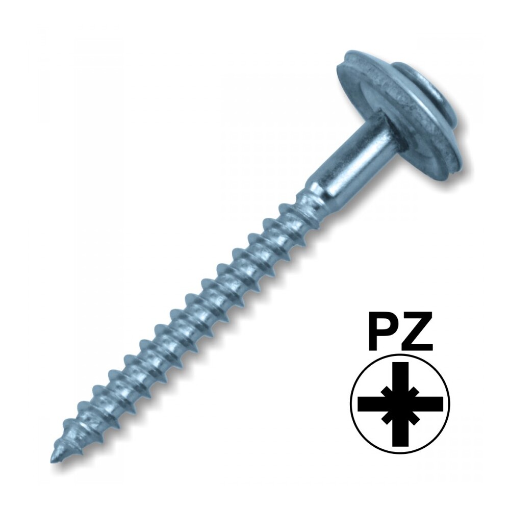 Spenglerschraube A2 2-teilig. PZ 4,5 x 65 mm mit Dichtscheibe