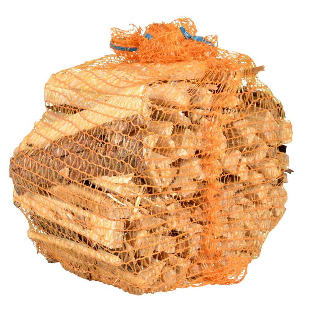 Anfeuerholz aus Mischholz im Netz, abgepackt zu 5 dm&sup3;