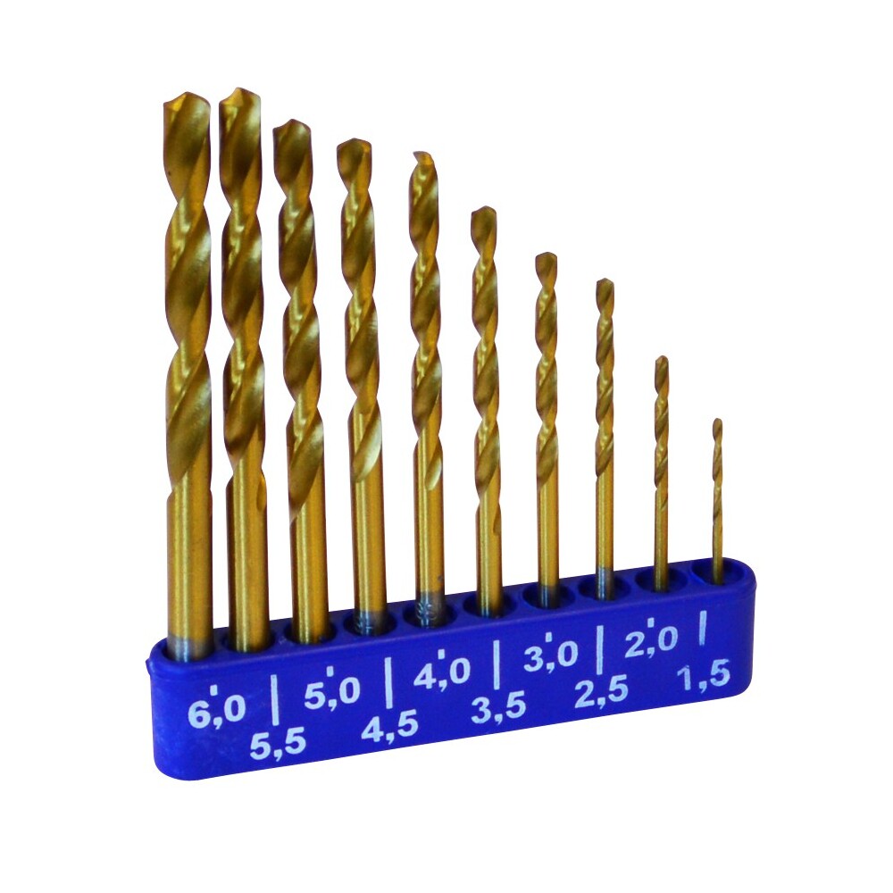 GERMANIA&reg; HSS Bohrer Set 10tlg. Spiralbohrer DIN338 Titan Stahlbohrer Bohrersatz