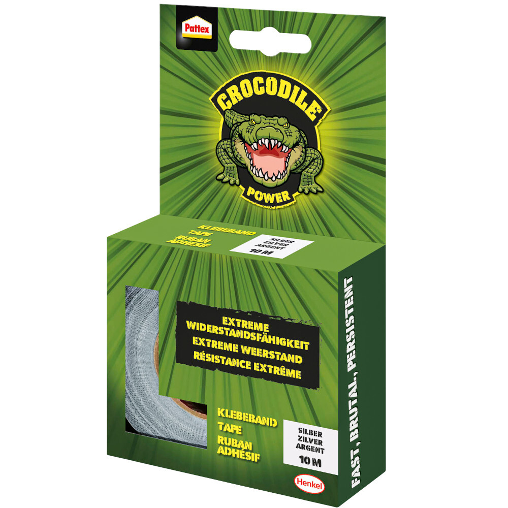 Pattex&reg; Crocodile Power Klebeband Silber, 10 m