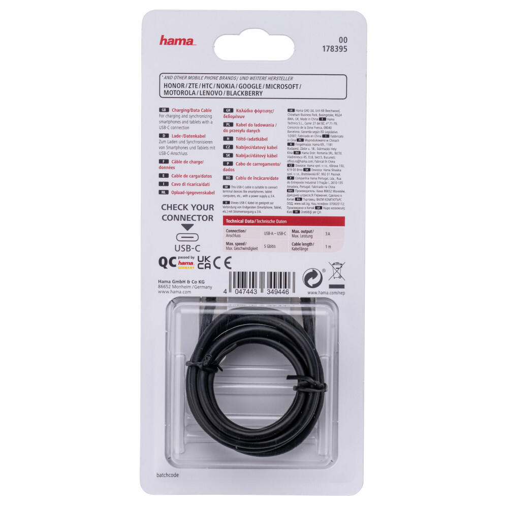 Ladekabel 1m USB 3.1 SuperSpeed USB-A zu USB-C, schwarz image number 2