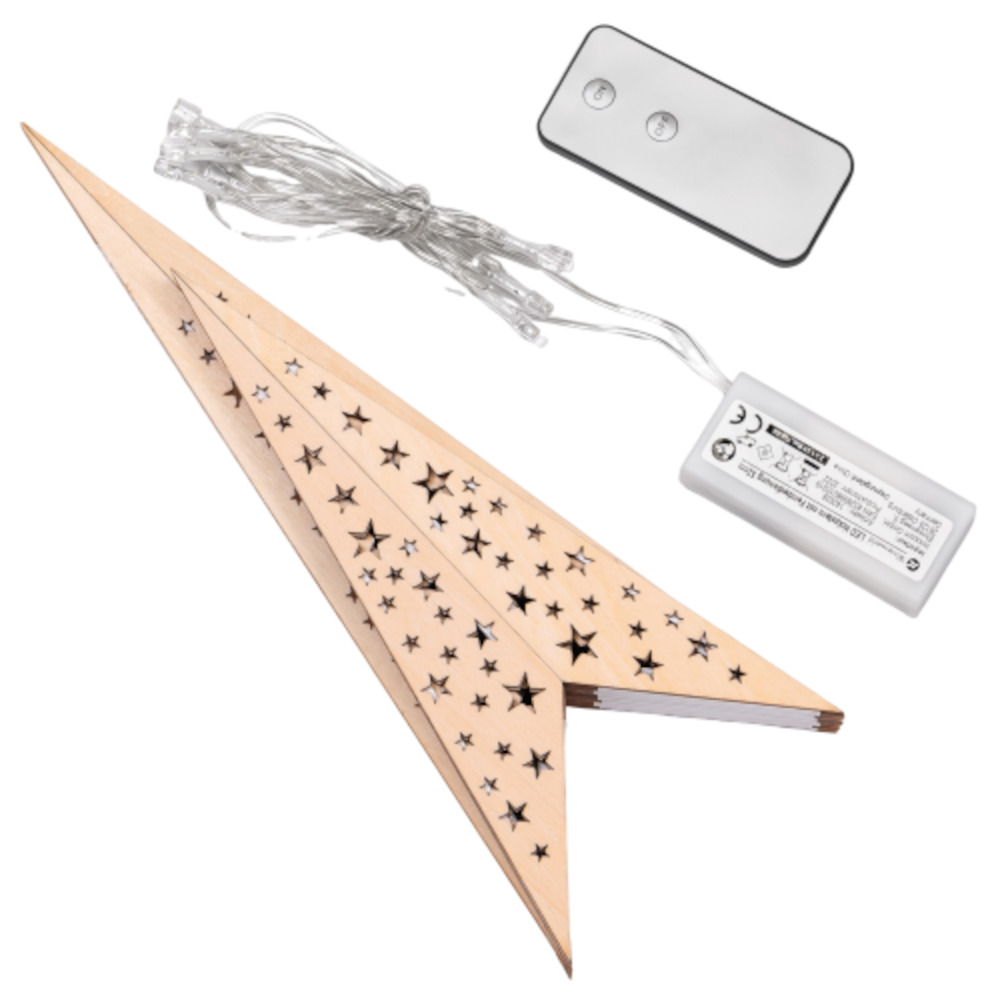 Holzstern batteriebetrieben 52 cm image number 1