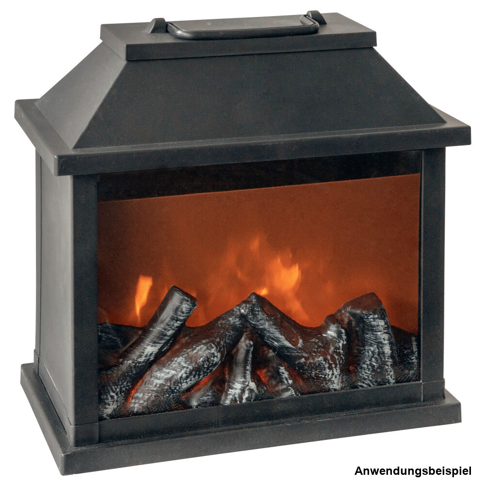 Laterne gro&szlig; aus Kunststoff schwarz mit Flammeneffekt und Timerfunkion image number 1
