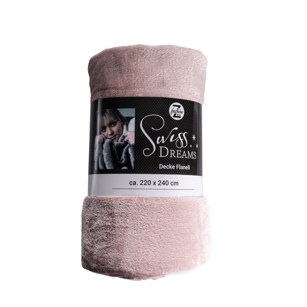 Kuscheldecke 220 x 240 cm in Altrosa aus Flanell