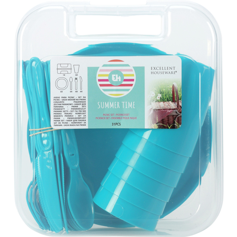 Picknickset 30-teilig aus Polypropylen mit Aufbewahrungsbox image number 2