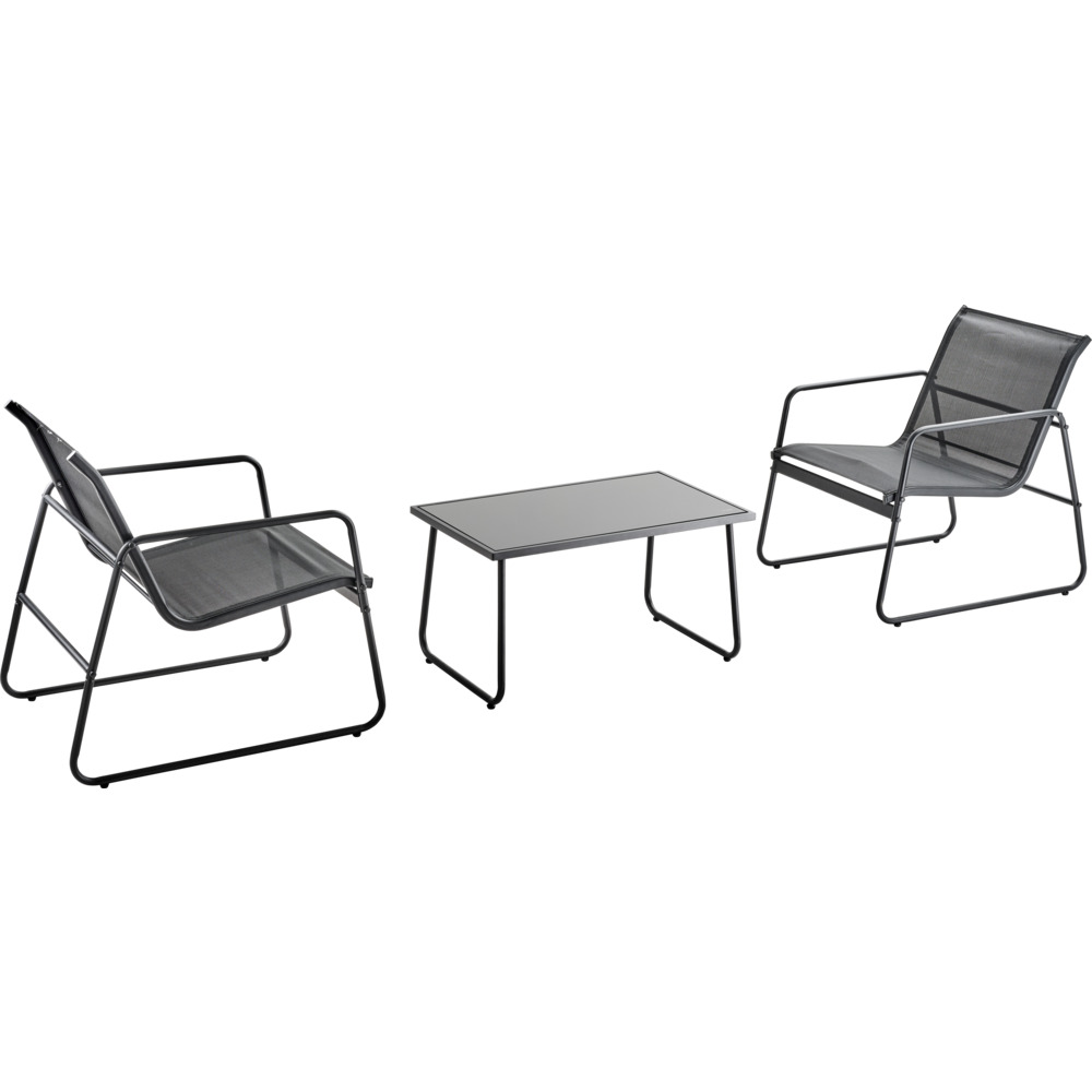 Lounge-Set 4-teilig mit Metallgestell und Glastisch image number 1