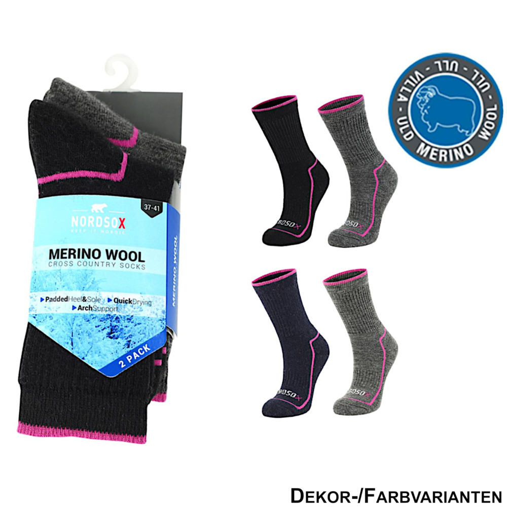 Damen und Herren Merino-Socken 2er Pack, sortiert image number 2