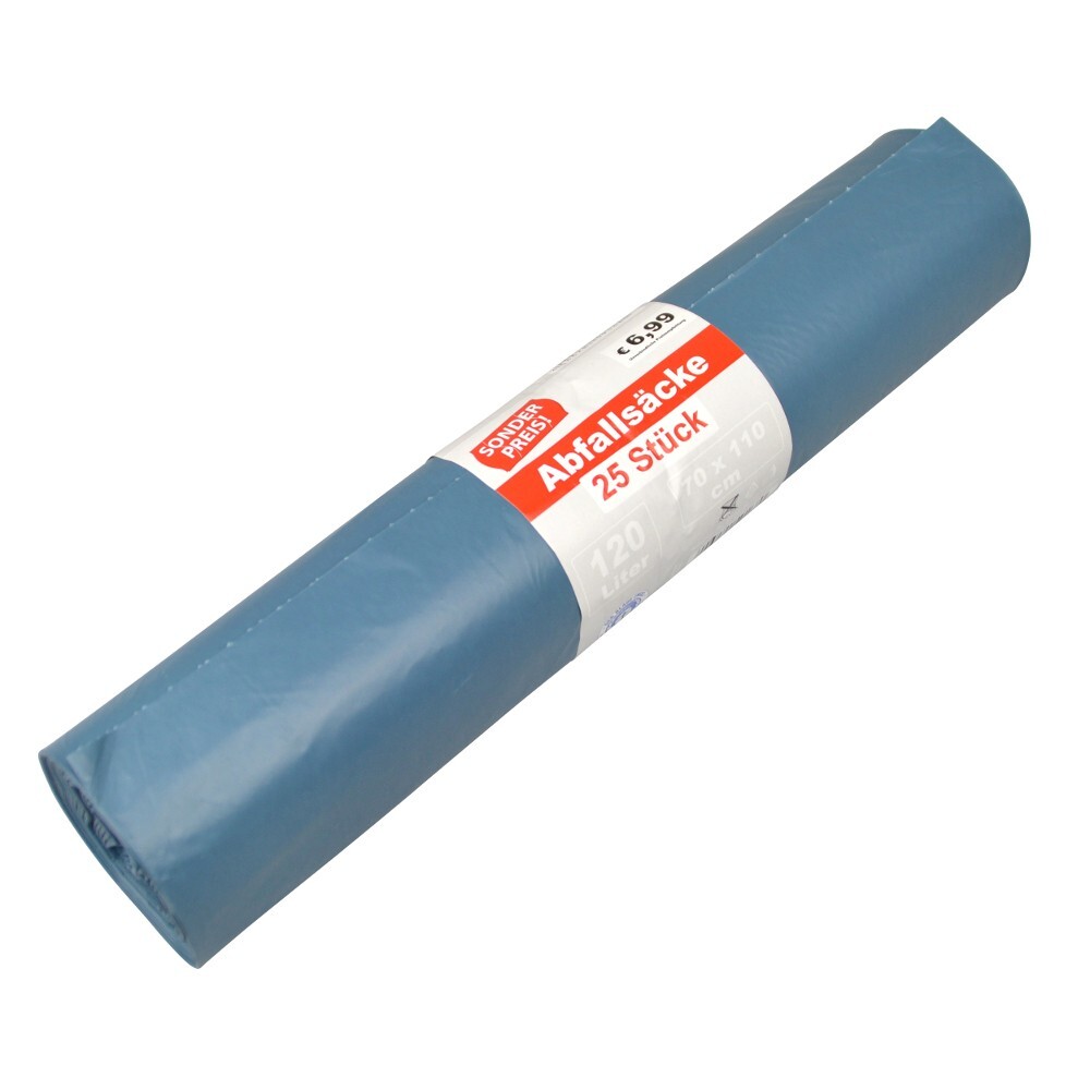 Sonderpreis Baumarkt M&uuml;llsacke 120 Liter 25 St&uuml;ck blau