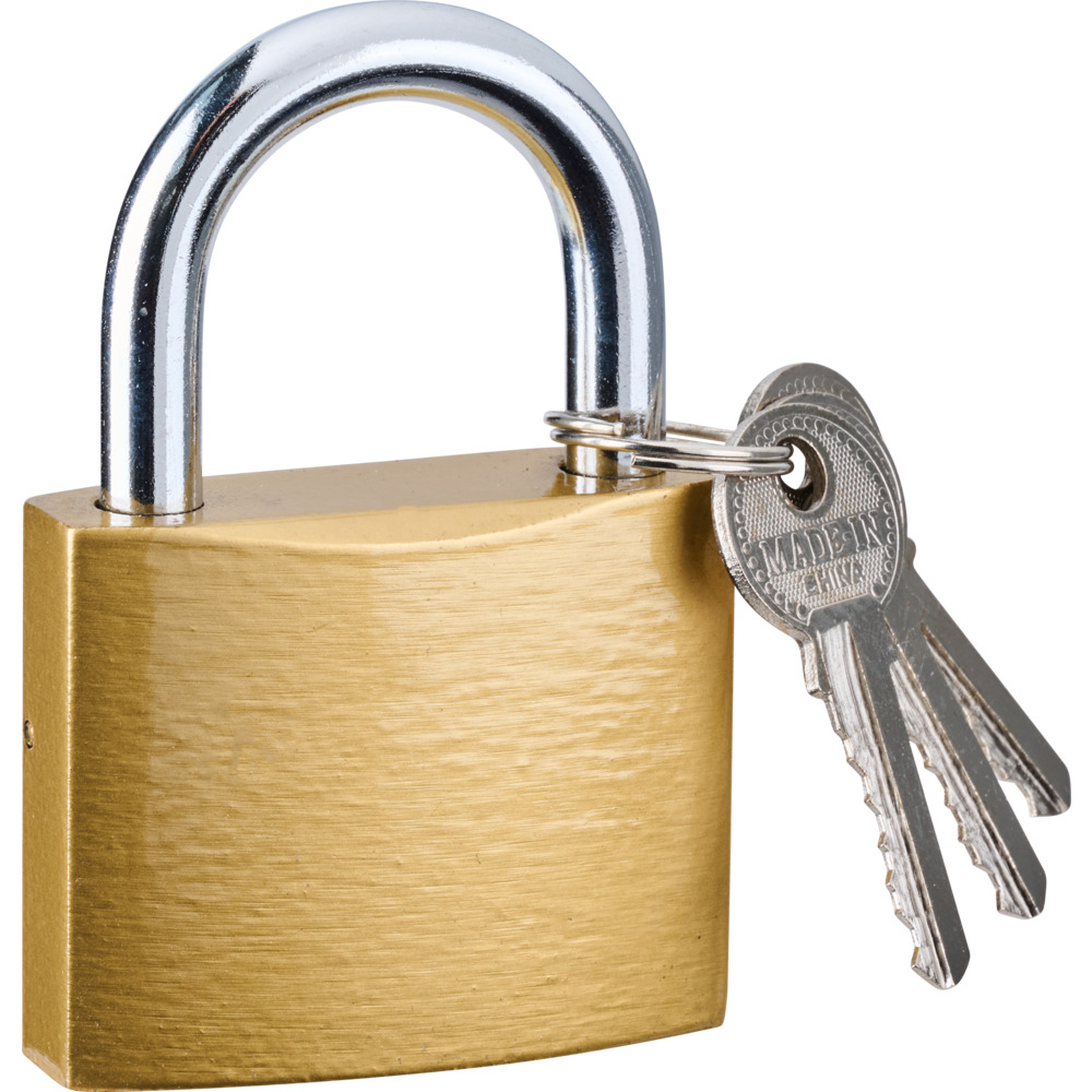 Vorh&auml;ngeschloss Keller 60 mm aus Messing mit 3 Schl&uuml;ssel