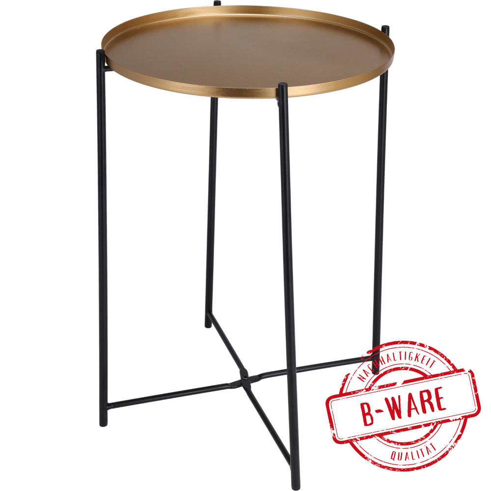 Beistelltisch rund &Oslash; 35x47 cm aus Metall, goldfarben - B-Ware