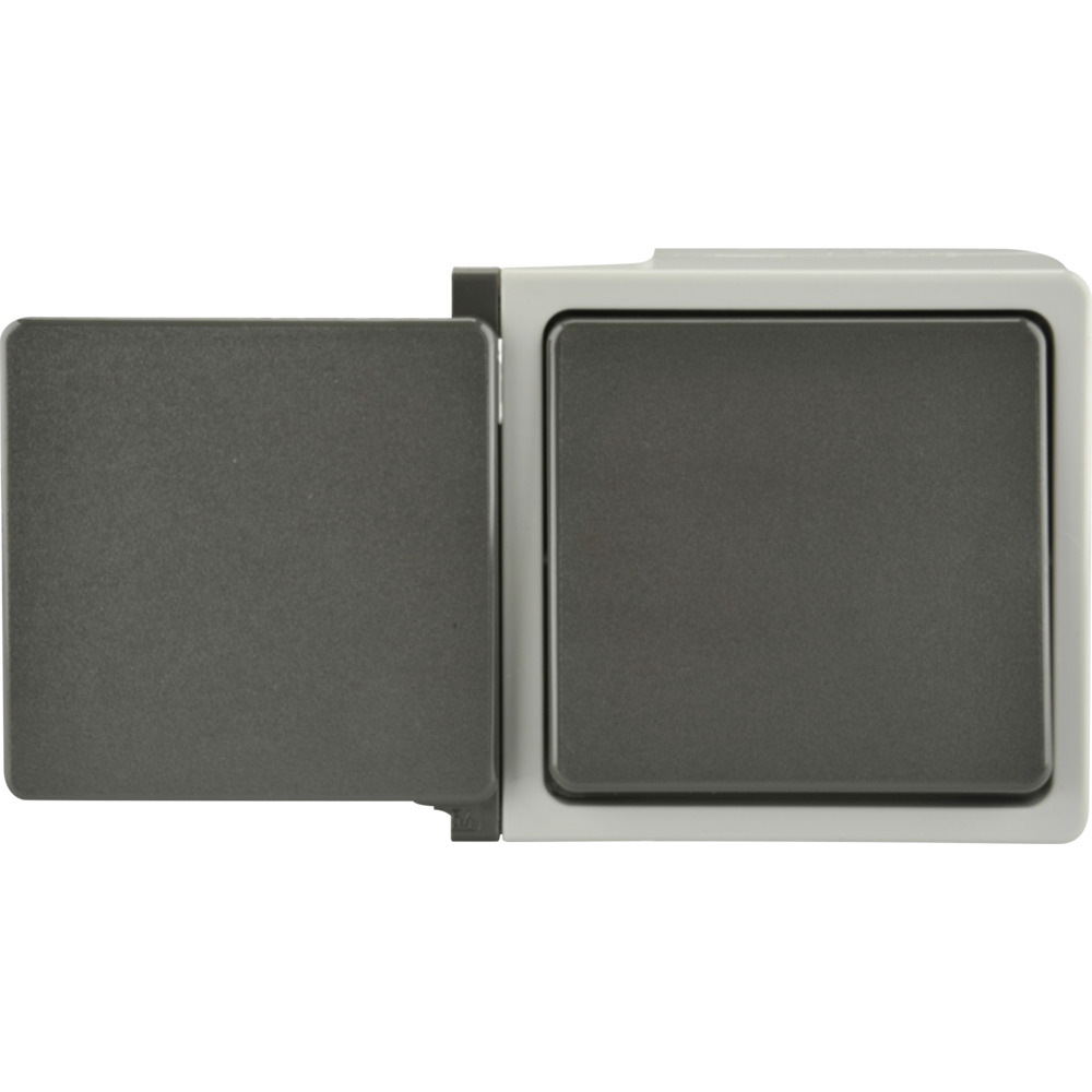 Kombi Aus-/Wechselschalter Steckdose waagerecht AP/FR dunkelgrau