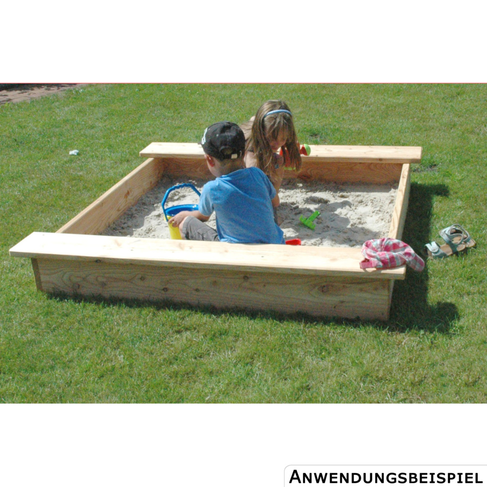 Sandkasten "Marius" mit Abdeckung,110 x 110 cm, aus Holz - B-Ware image number 2