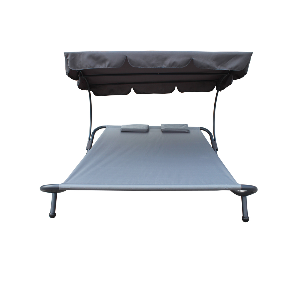 Doppel-Sonnenliege mit Dach steingrau image number 2