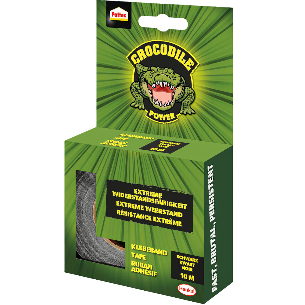 Pattex&reg; Crocodile Power Klebeband Schwarz, 10 m