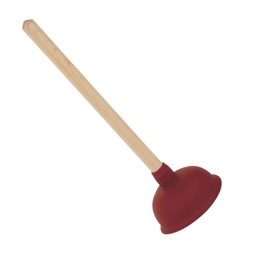 Saugglocke &Oslash; 14 cm aus Gummi mit Holzstiel