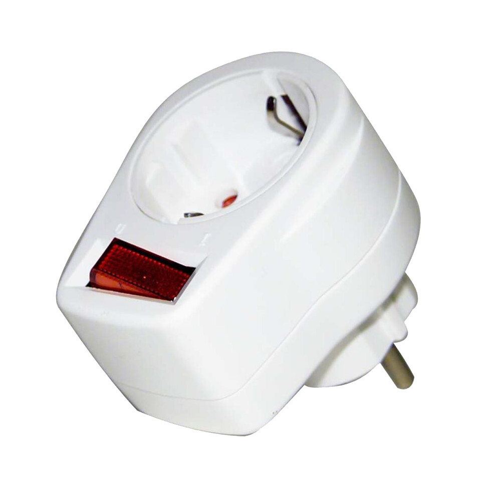 Schutzkontakt-Zwischenstecker 230 V 2-polig mit Schalter wei&szlig;