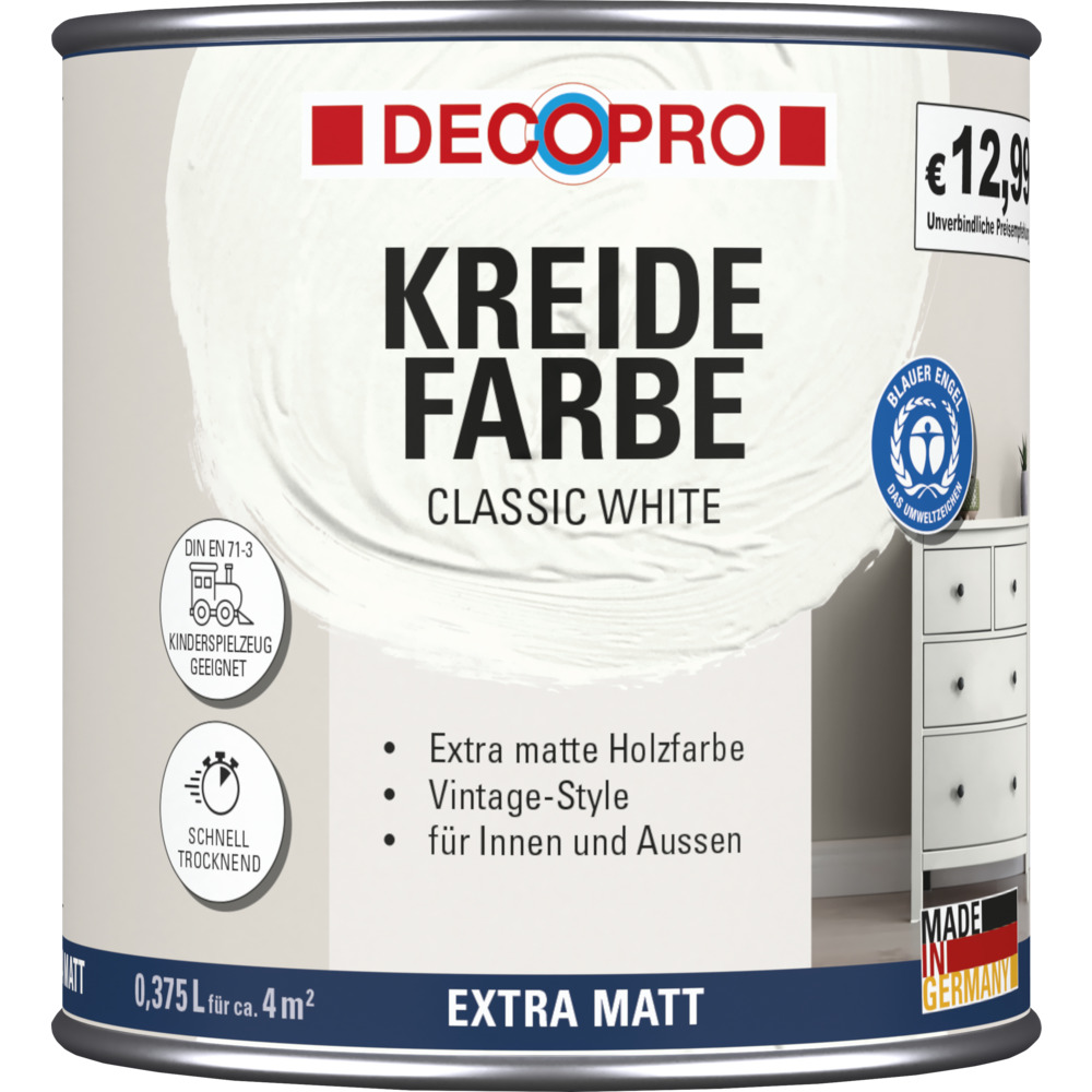 DECOPRO Kreidefarbe 375 ml classic white, matt