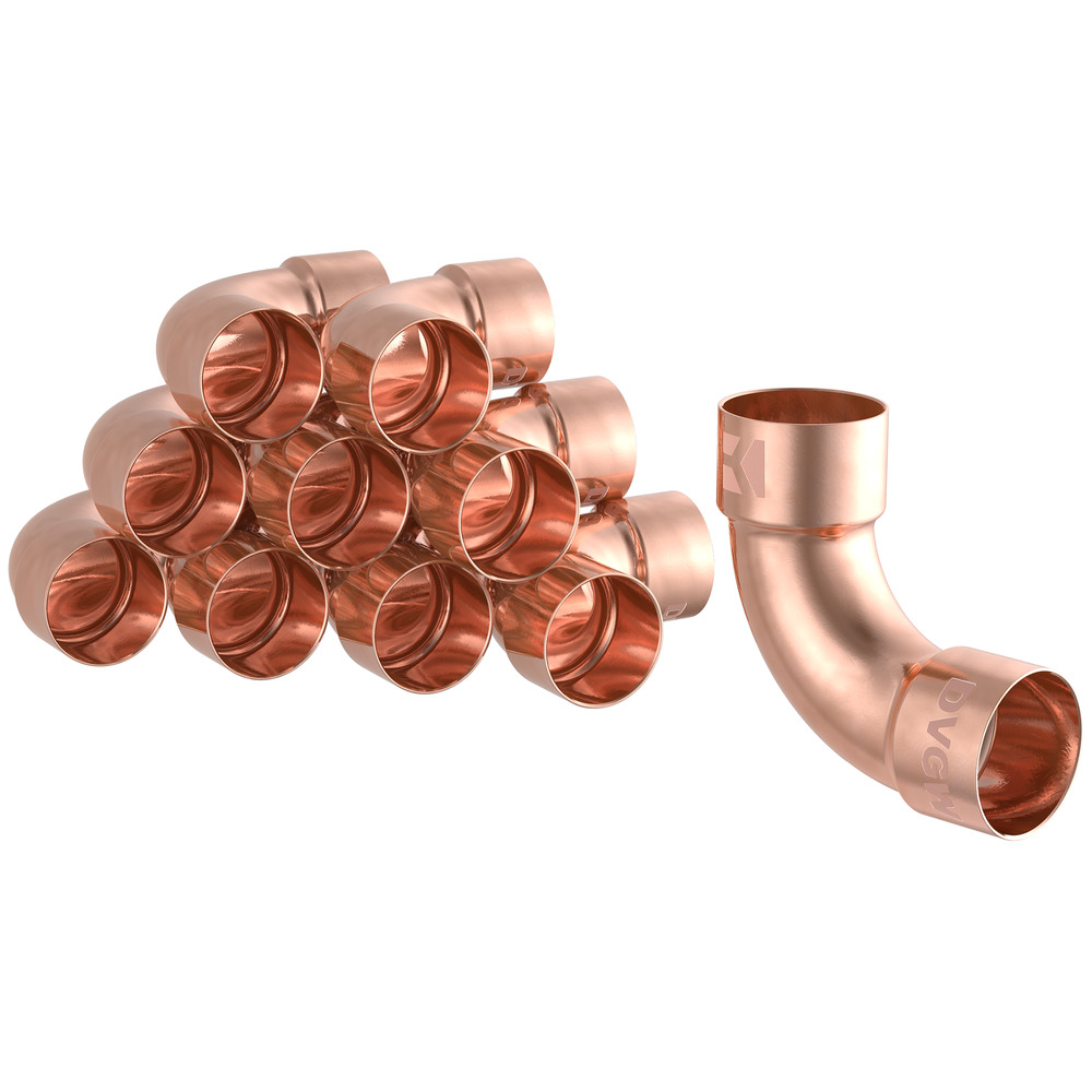 10 x Doppel-Bogenmuffe 90&deg; Kupfer-L&ouml;tfitting 22 mm - Vorratspack