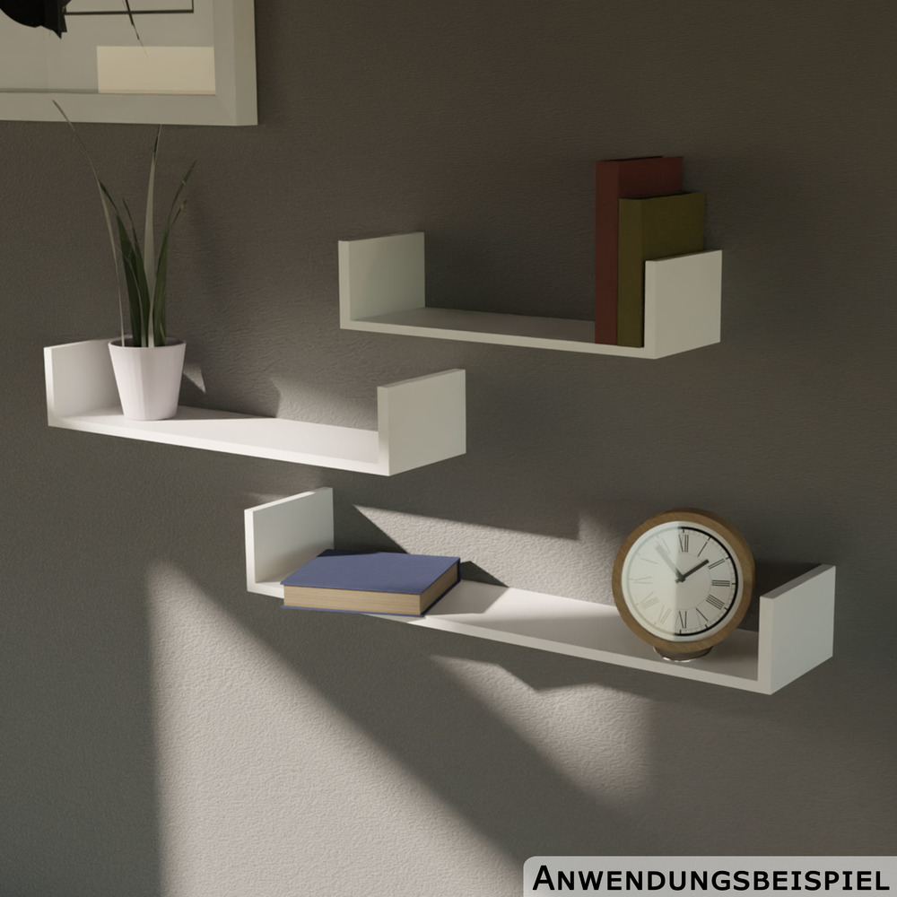 Wandregal 3er-Set wei&szlig; 30/45/60 x 15 x 10 cm
