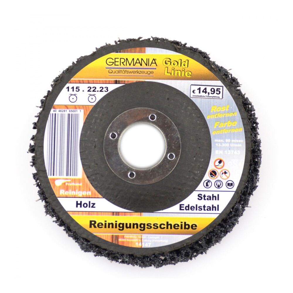 Reinigungsscheibe 115 x 22,23 Holz Edelstahl Stahl