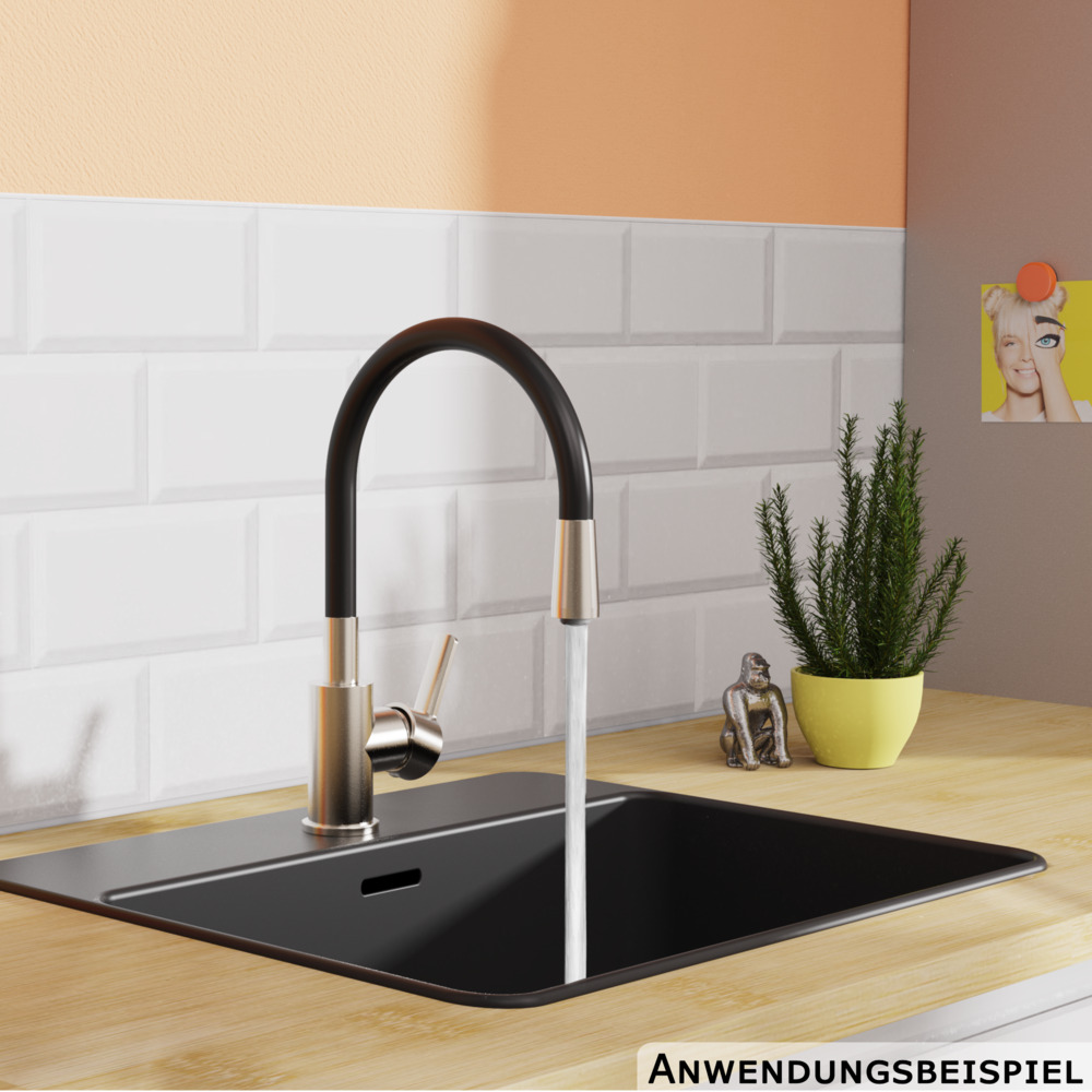 EISL K&uuml;chenarmatur FLEXO Edelstahloptik schwarz image number 4