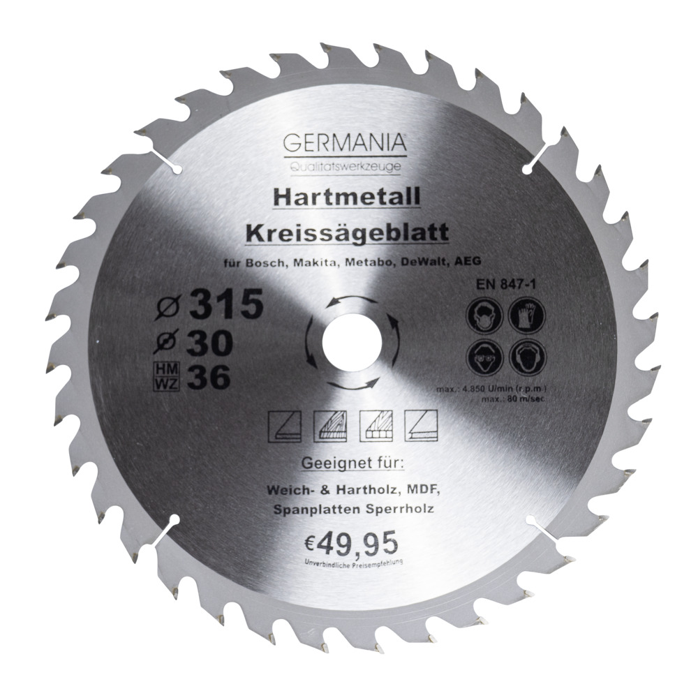 GERMANIA&reg; HM Kreiss&auml;geblatt &Oslash; 315mm, 36 Z&auml;hne f&uuml;r Holz