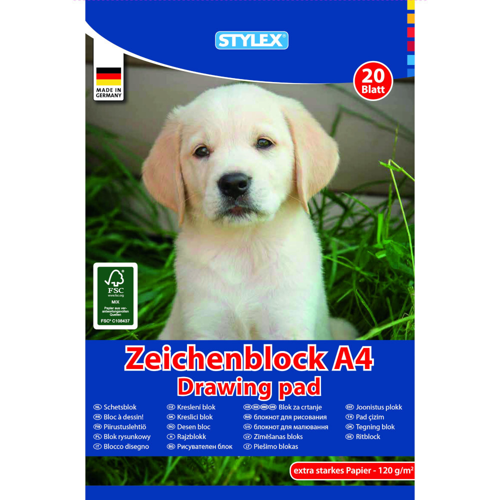 Zeichenblock A4, 20 Blatt, 120 g/m&sup2;, extra starkes Papier