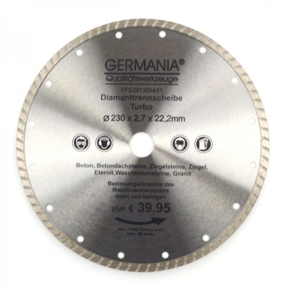 Diamanttrennscheibe 230x2,7x22,2mm Turbo Granit Beton Stein Trennscheibe