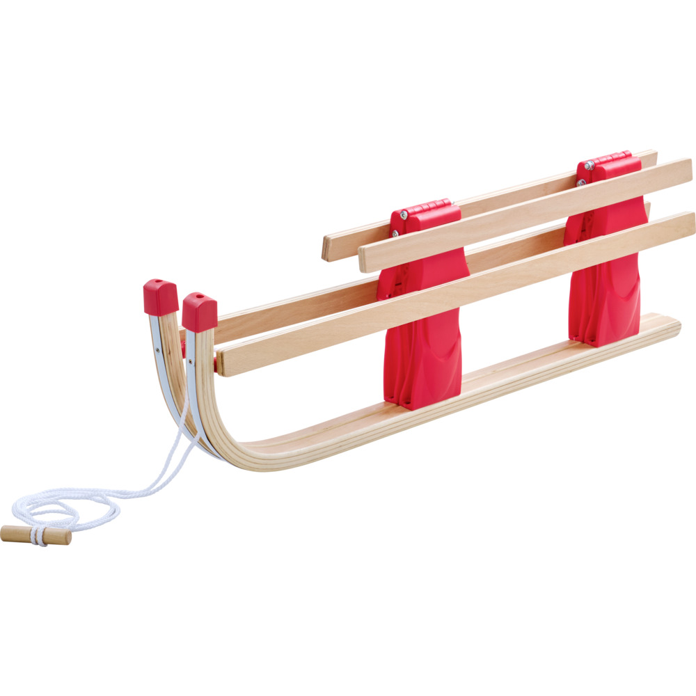 Klappschlitten aus Holz mit R&uuml;ckenlehne rot image number 2