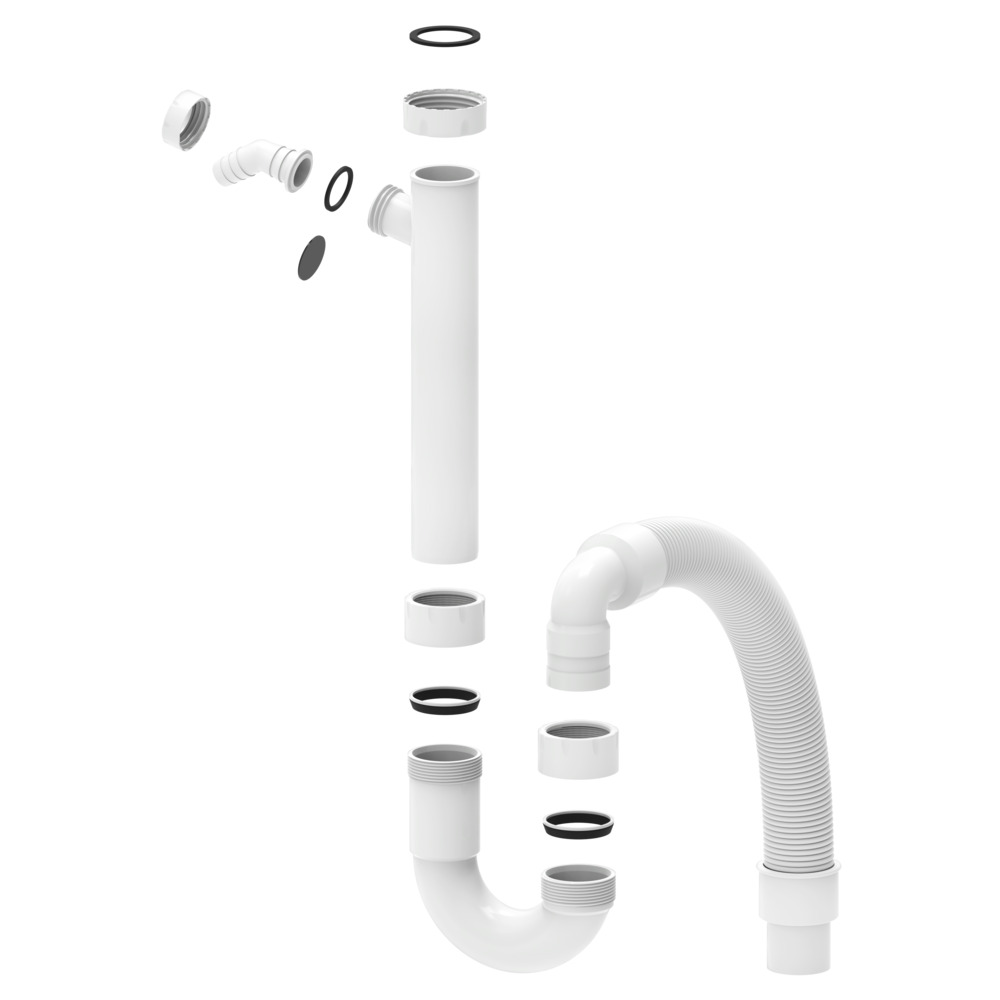 R&ouml;hren-Siphon 1&frac12;" flexibel mit 50 mm &Oslash; und 1x Ger&auml;teanschluss &frac34;" image number 1