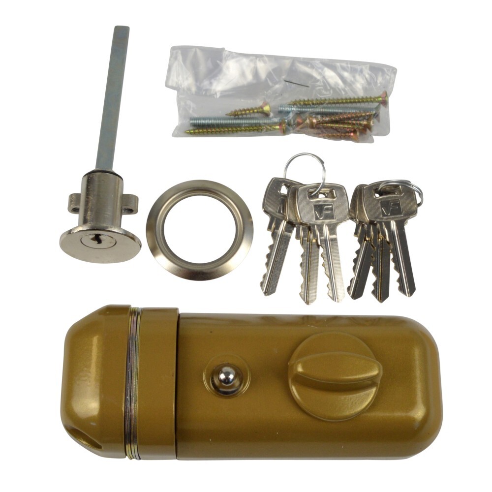 ISEO GERA 31 Fana T&uuml;r Zusatz-Aufschraubschloss braun 6 Schl&uuml;ssel